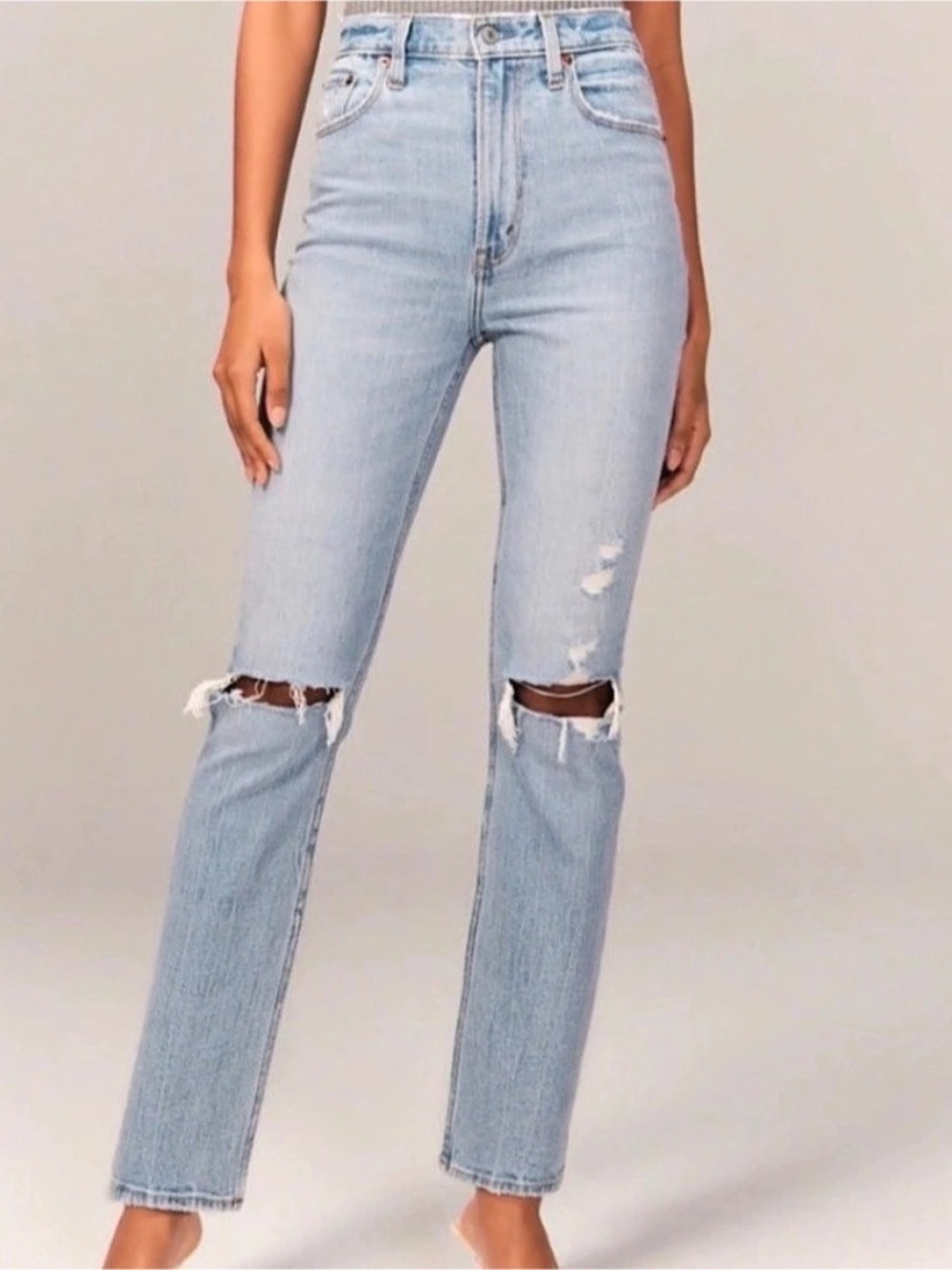 Abercrombie & Fitch Curve Love Ultra High Rise Ankle Straight Jean Jeans